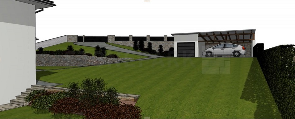 3D Vizualizace domu a zahrady3